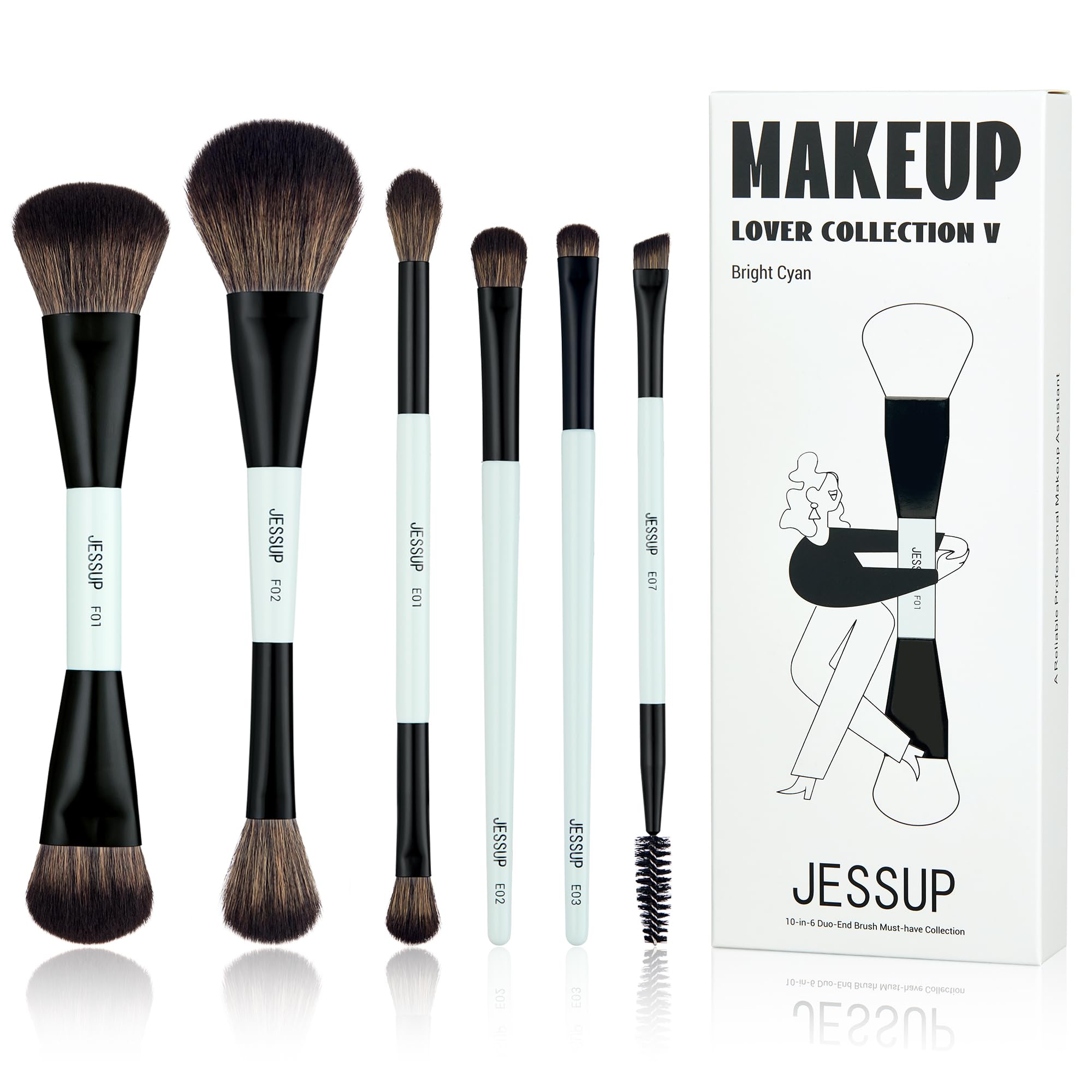 Jessup makeup brush set 6pc foundation brush for smooth, even base application