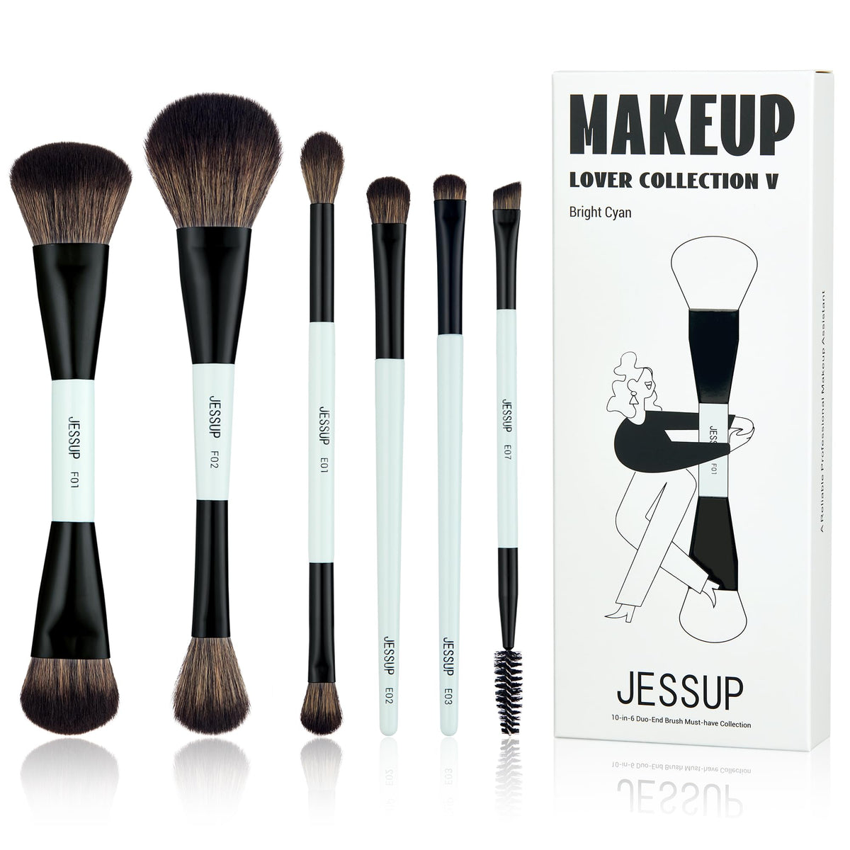 Jessup makeup brush set 6pc foundation brush for smooth, even base application
