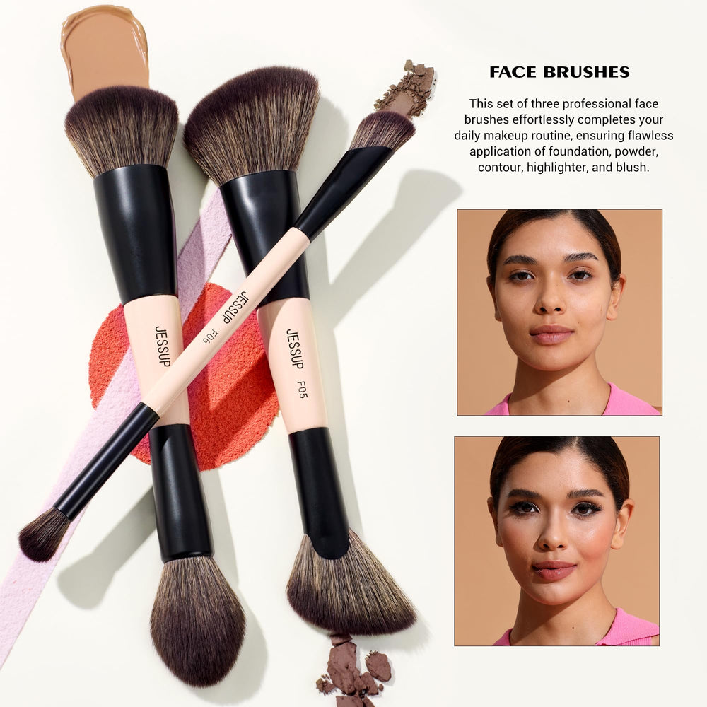 Jessup Peach Dust T600 blush brush double-ended for seamless color
