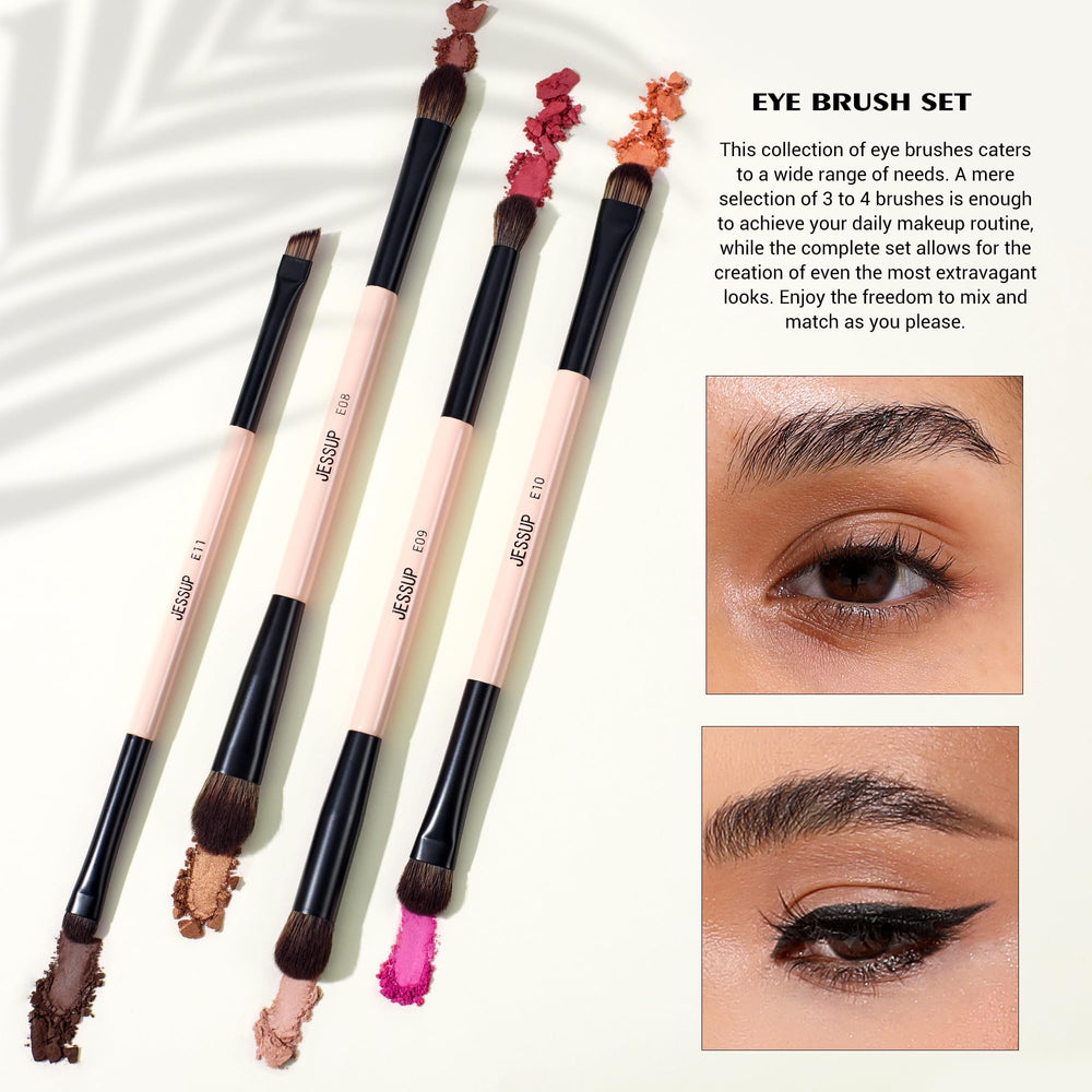 Jessup Peach Dust T600 eyeshadow brush duo-ended for precise layering