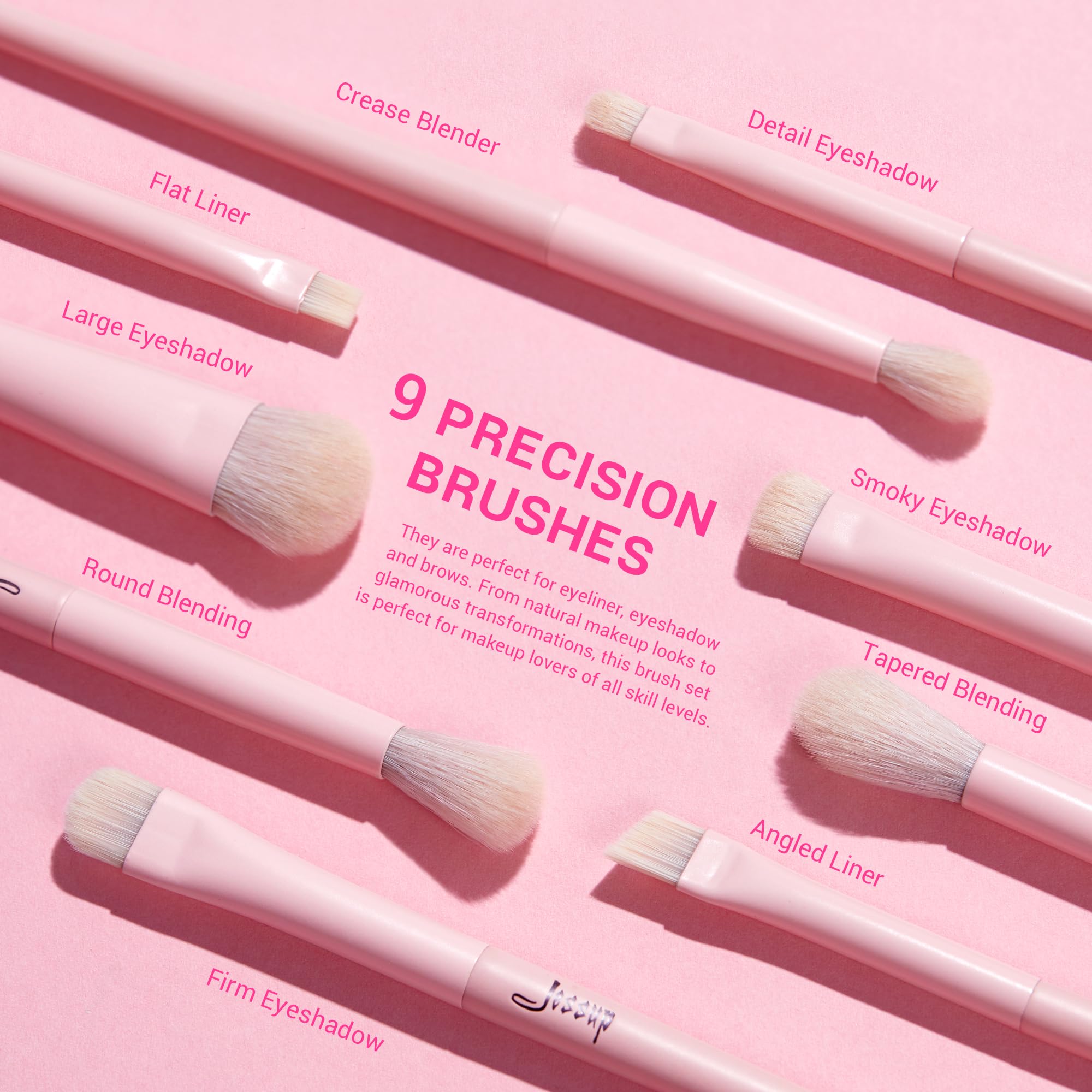 Jessup pink makeup brushes set eye brushes for precise blended eye looks