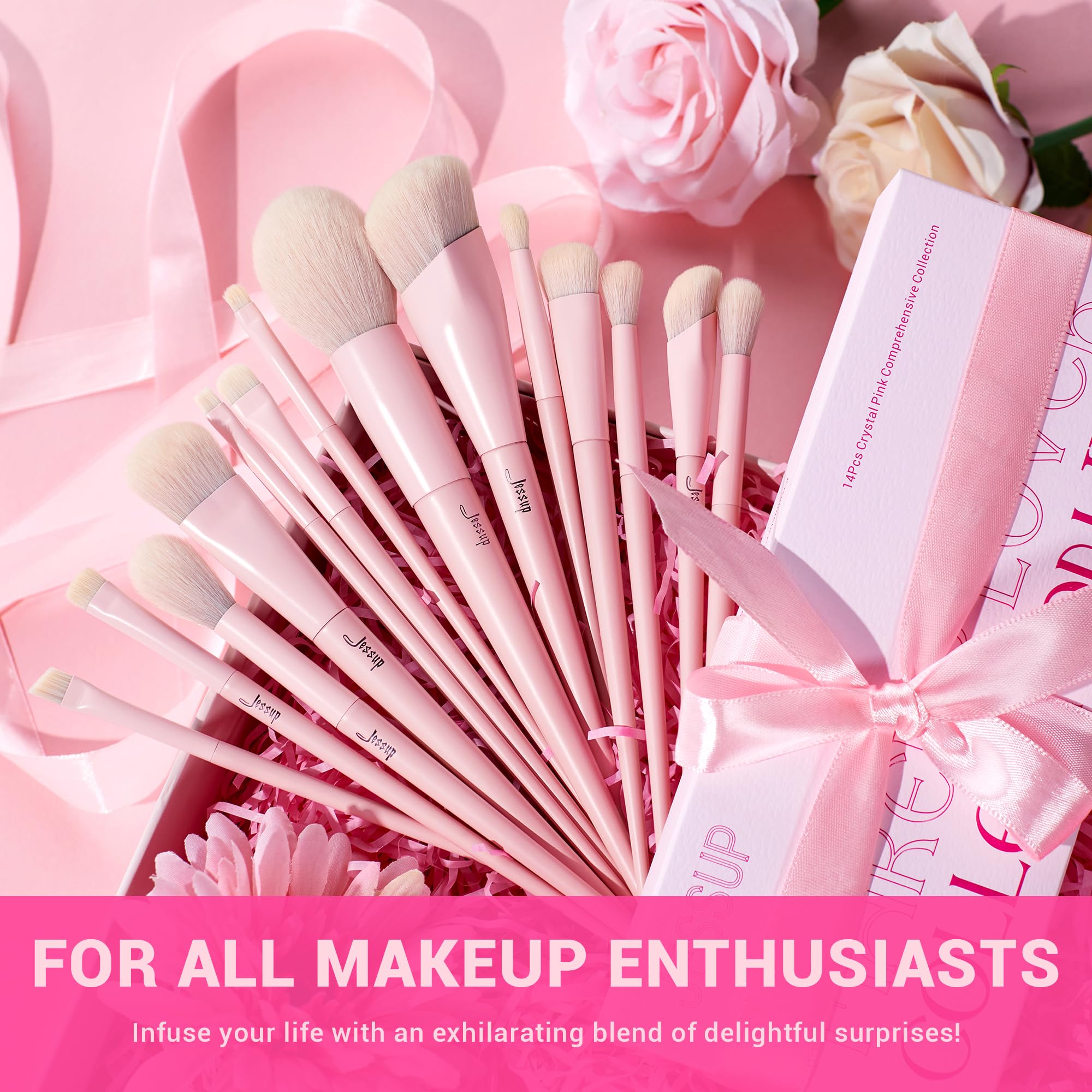 Jessup pink makeup brushes set gift box ready for gifting occasions