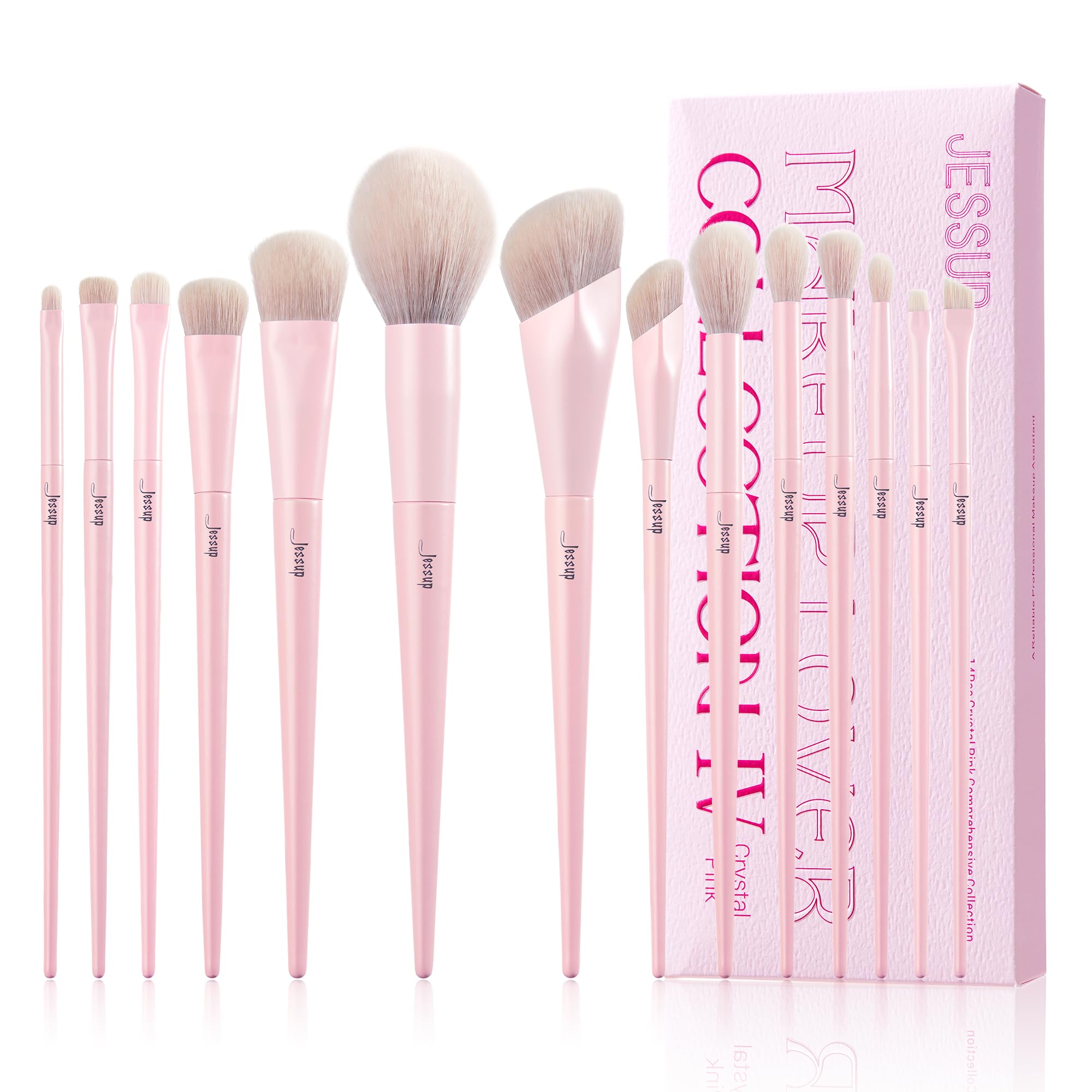 Jessup pink makeup brushes set packaging highlights premium gift-ready presentation
