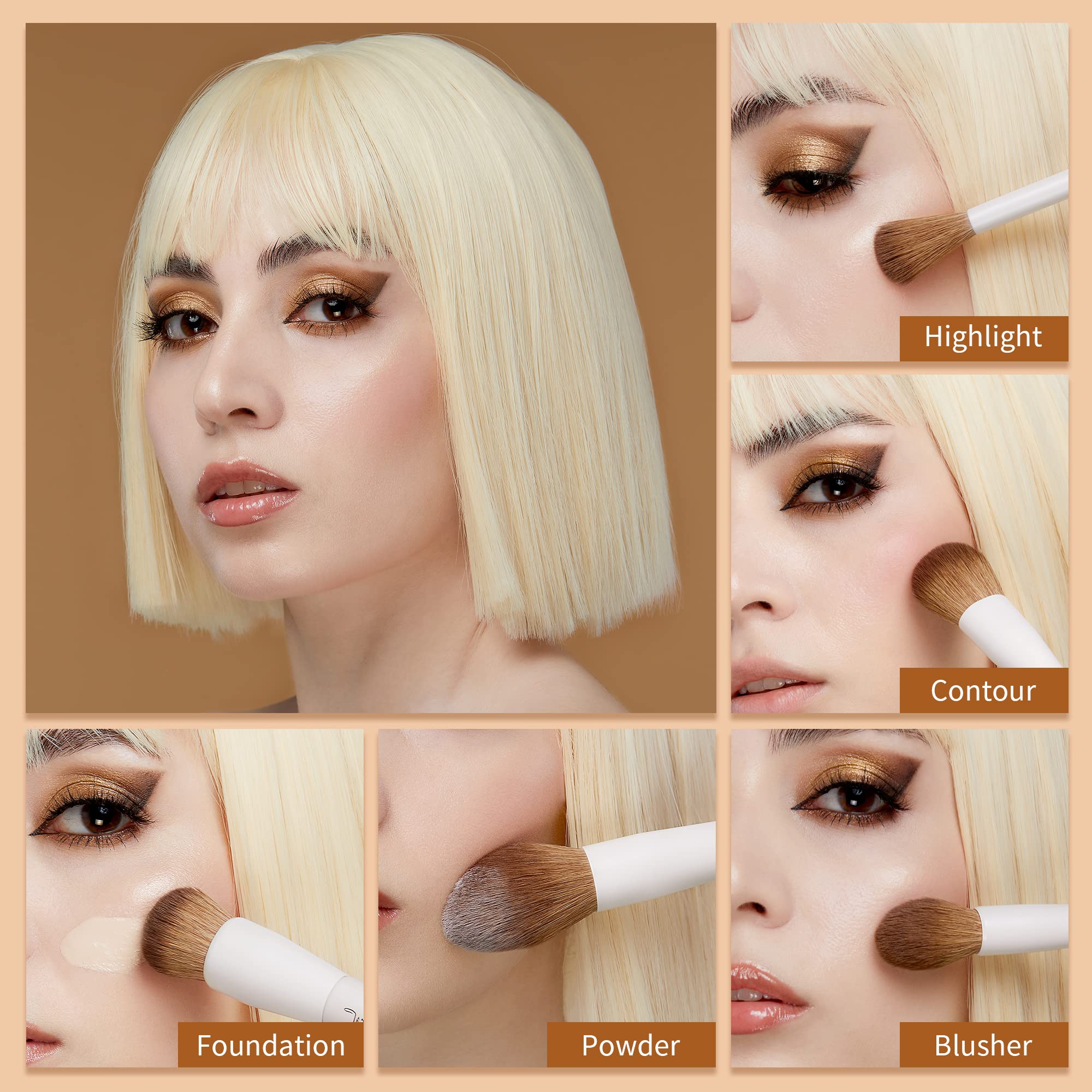 Jessup powder brush for seamless powder application delivering a soft finish.