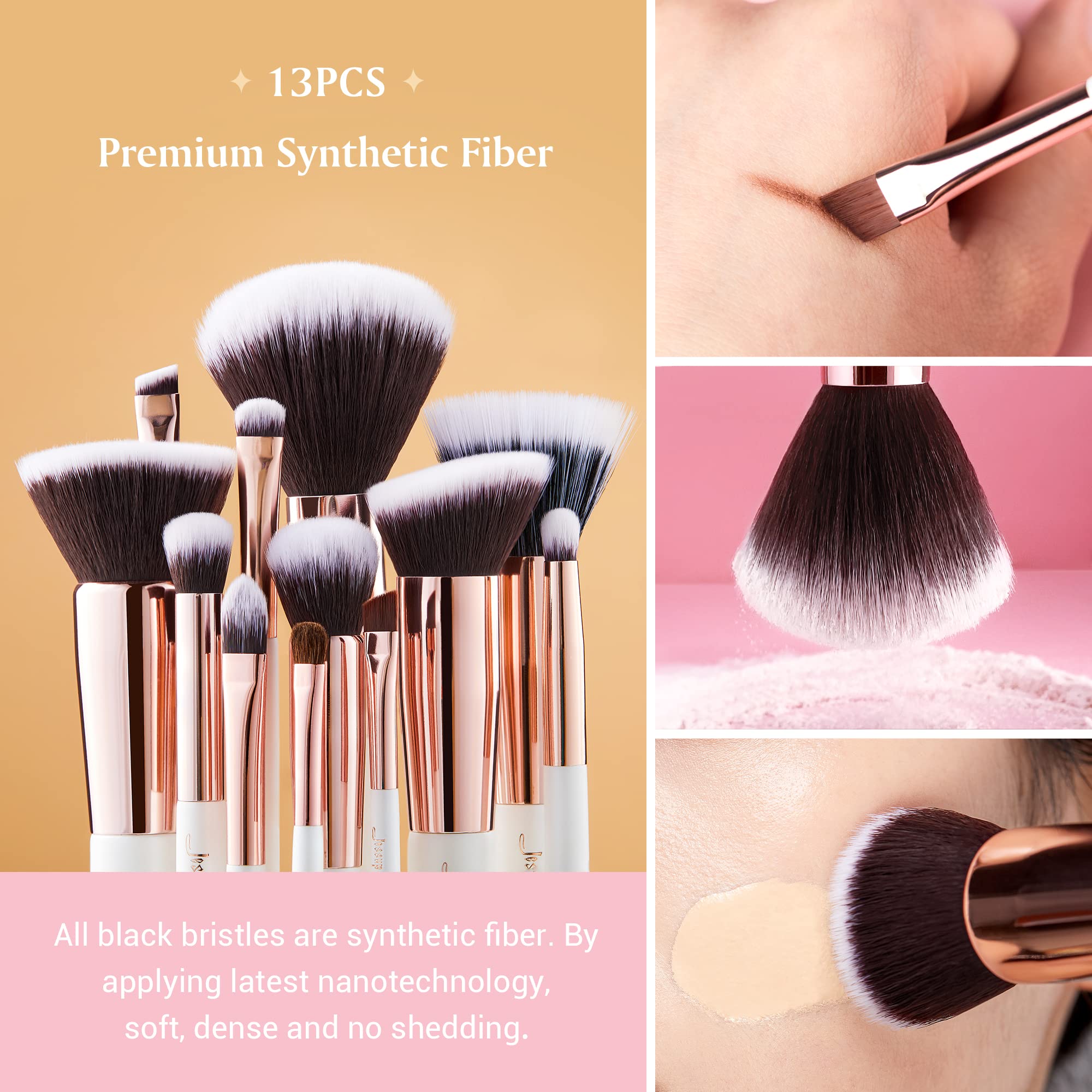 Jessup powder and contour brushes help define features with precision.