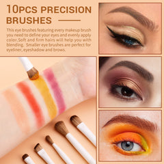Jessup Precision Makeup Brushes 10Pcs eye-set ergonomic handles for steady, controlled liner and crease work.