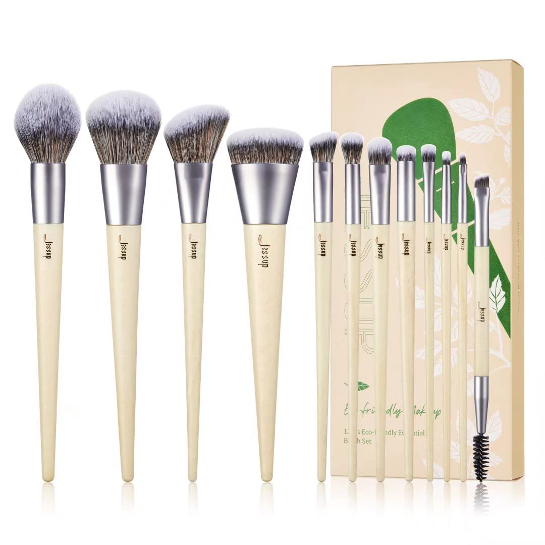 Jessup vegan brush set front view highlights premium synthetic fibers for even powder application.