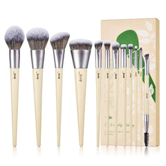 Jessup vegan brush set front view highlights premium synthetic fibers for even powder application.