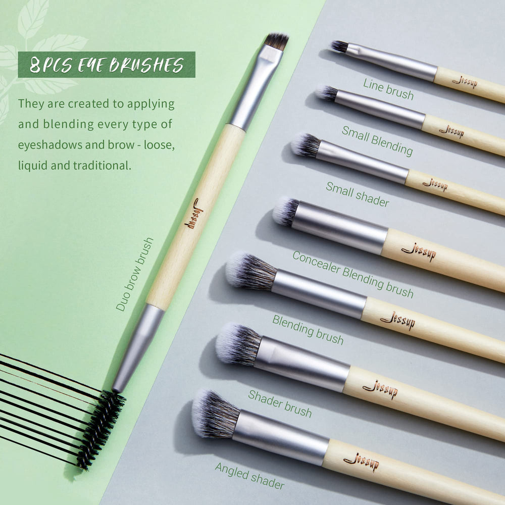 Jessup round powder brush evenly dusts powder for a soft, airbrushed finish.