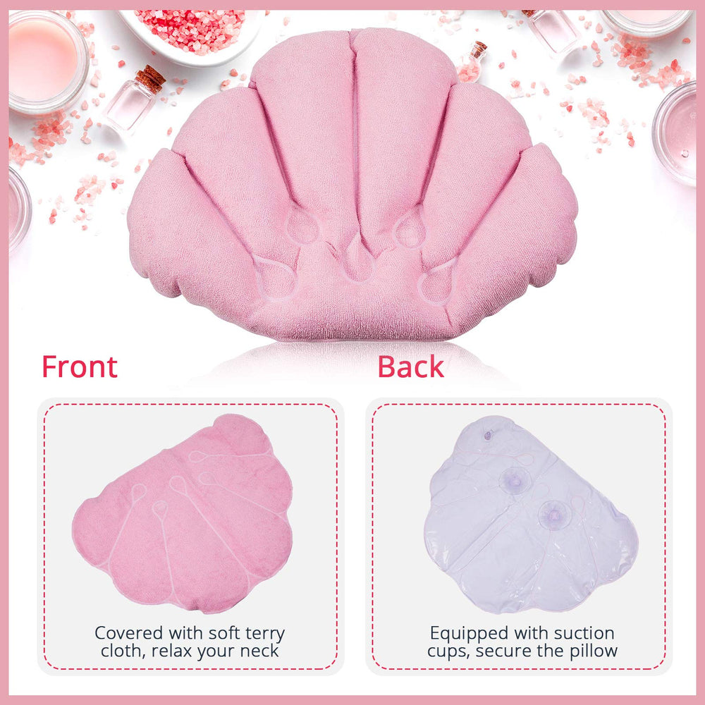 Jetec almohada inflable para bañera concha blanca, suavidad de tela terry al tacto.