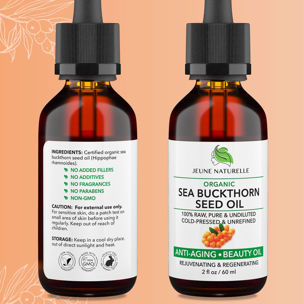 Jeune Naturelle Sea Buckthorn Oil skin-application demonstrates glow-enhancing care.