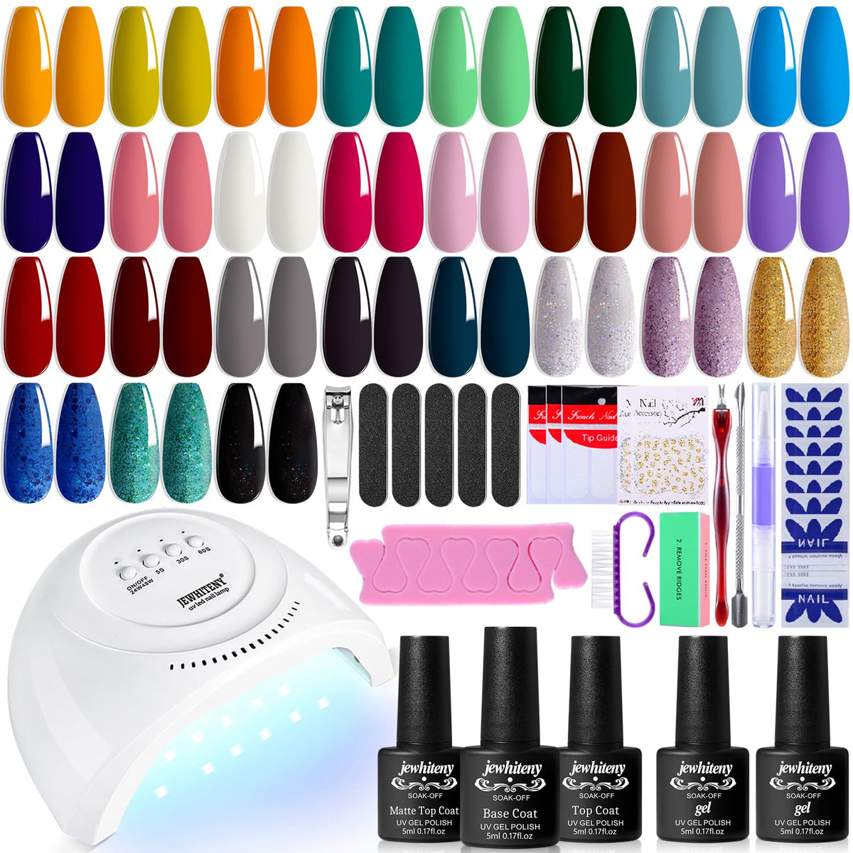 JEWHITENY 27-colors gel nail polish kit ready for at-home manicures