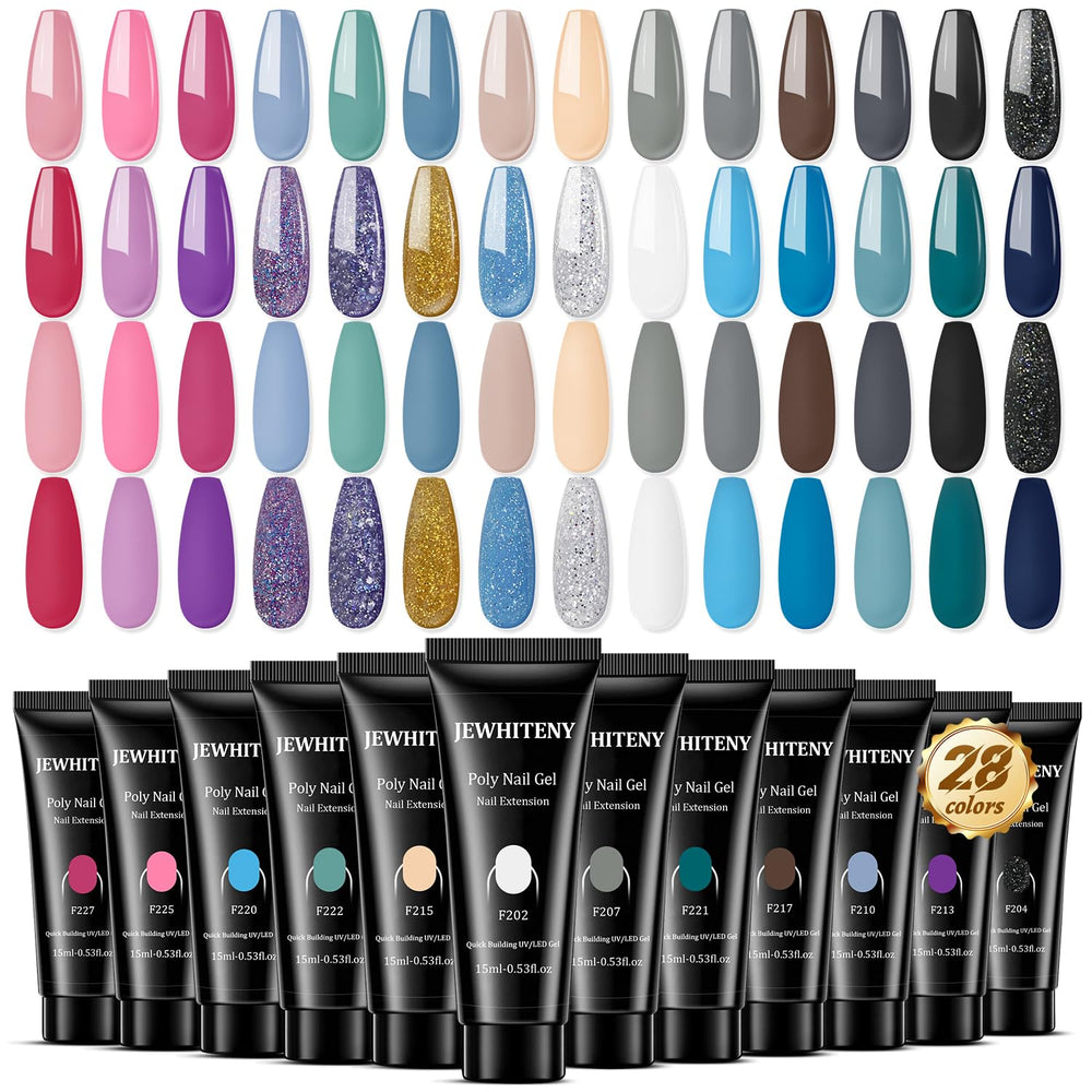 JEWHITENY 28-color gel set color palette for versatile at-home nail art inspiration.