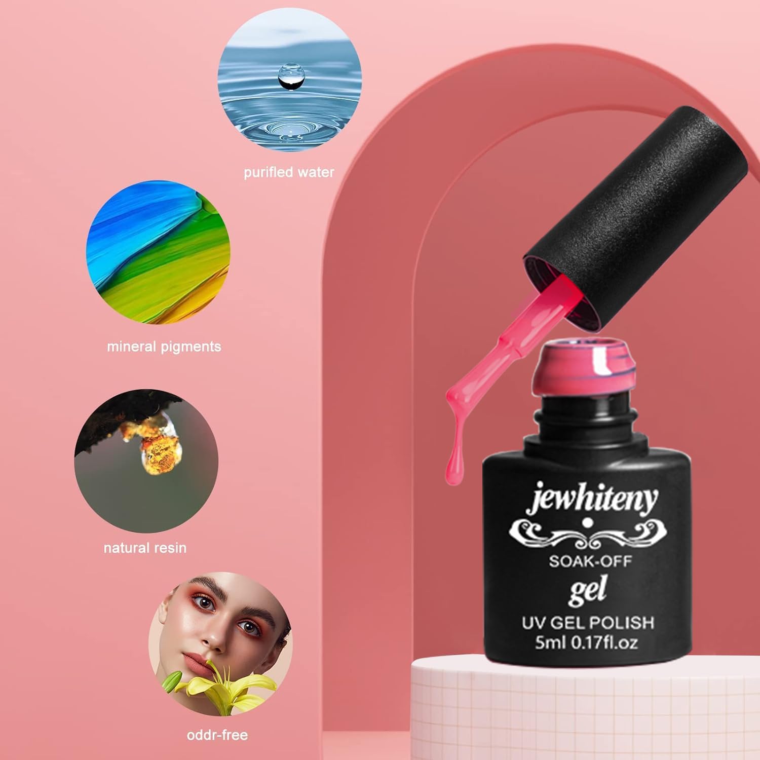 JEWHITENY base and top coats included for durable shine.