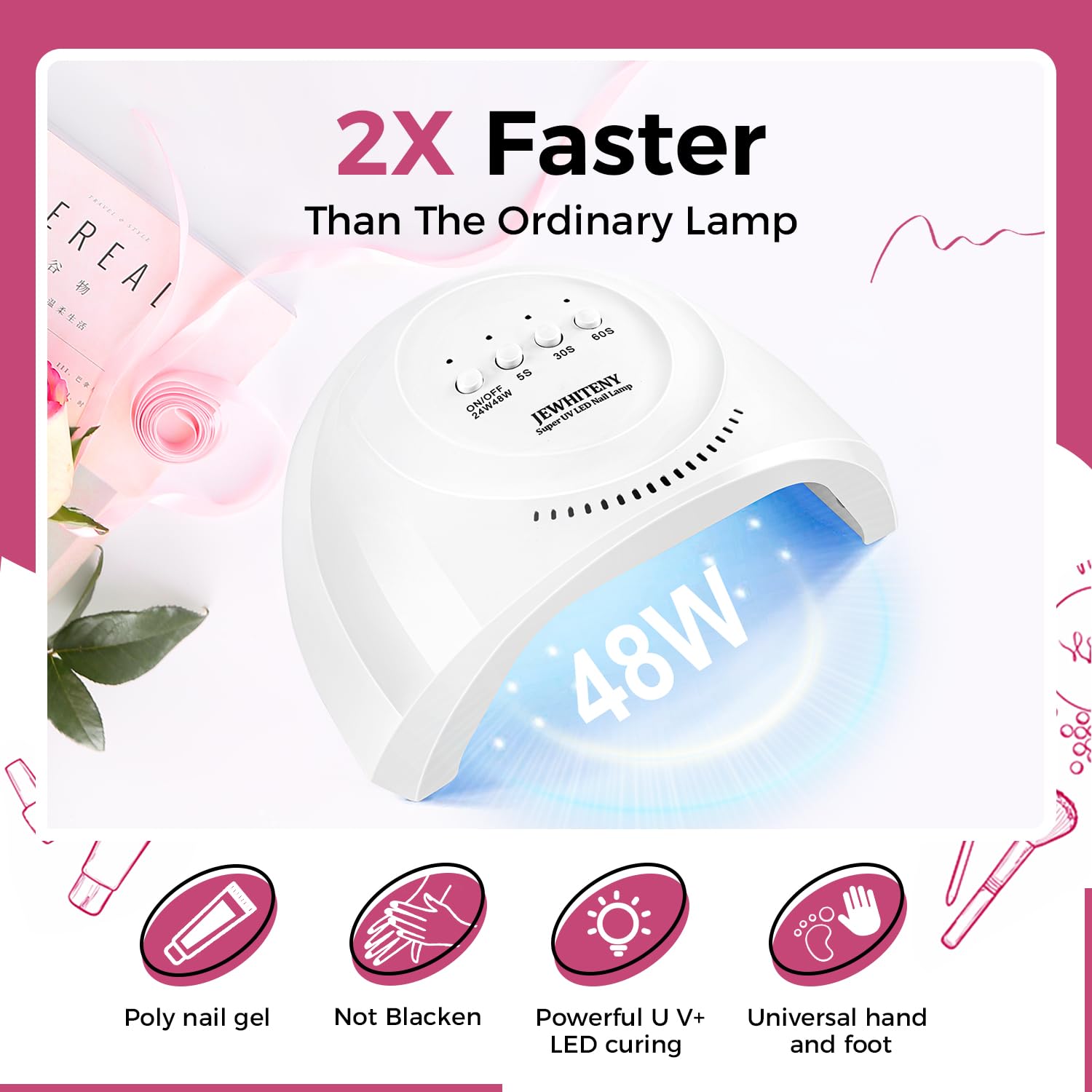 JEWHITENY nail art tools set speeds up DIY manicures.