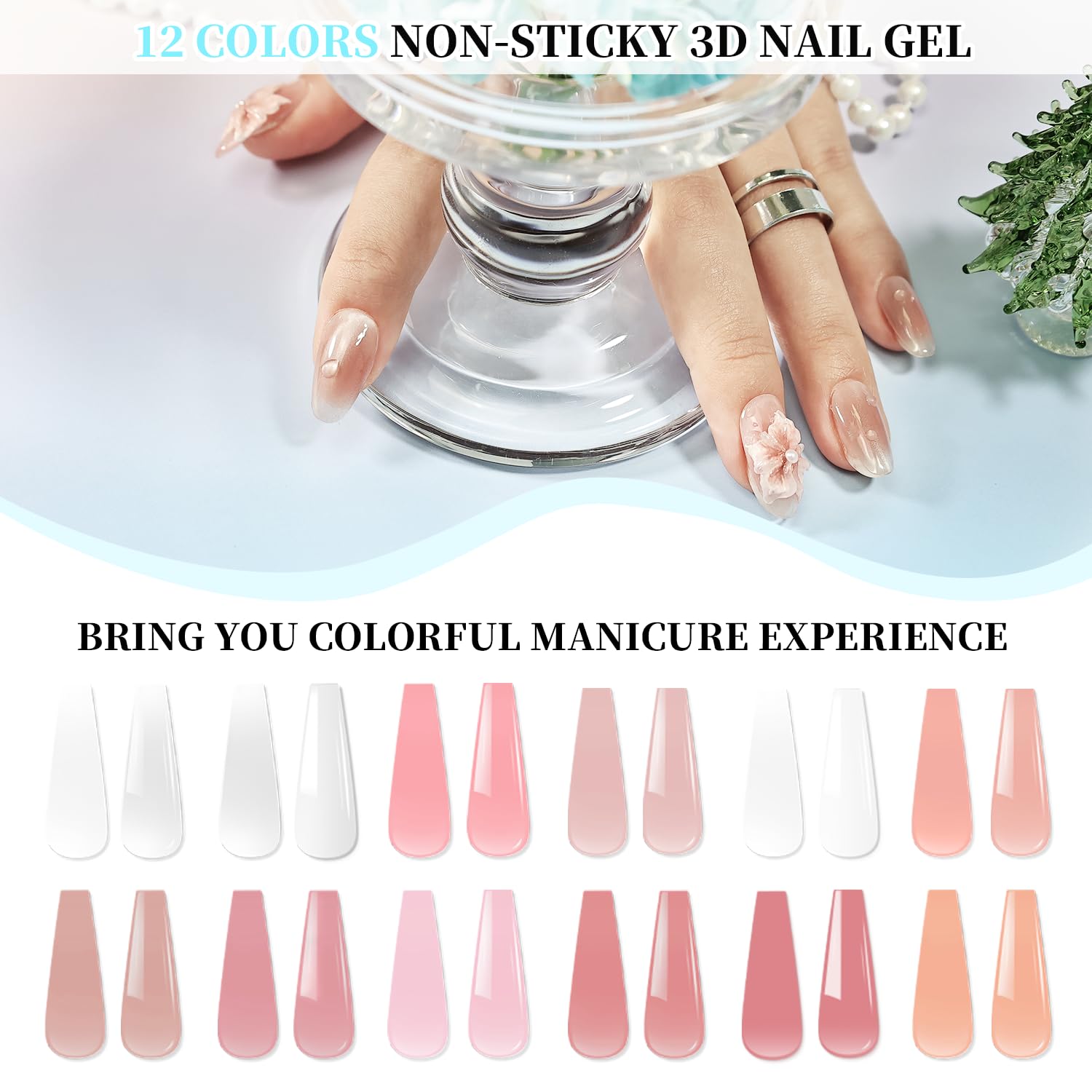 JEWHITENY non-sticky builder gel in action for easy outlining and shaping