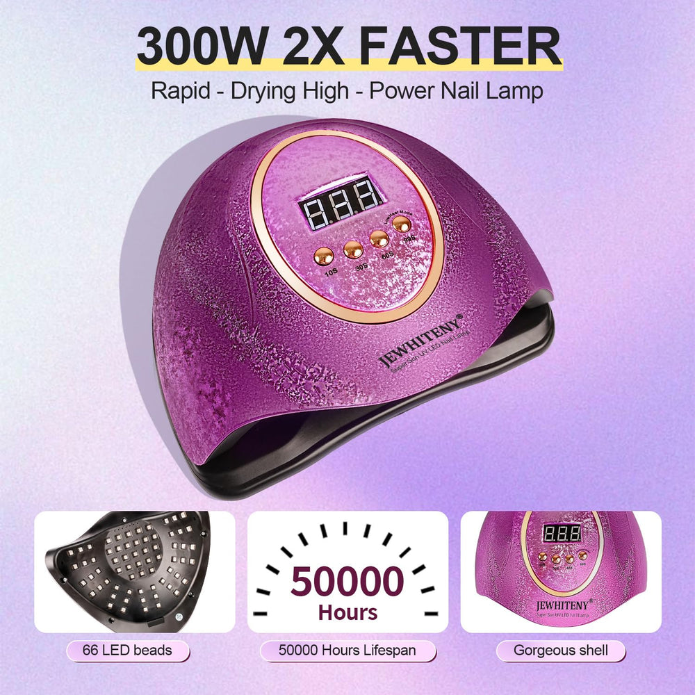 JEWHITENY Pink UV Gel Nail Lamp four-timer settings for flexible curing options.