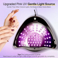 JEWHITENY Pink UV Gel Nail Lamp intelligent display showing settings at a glance.