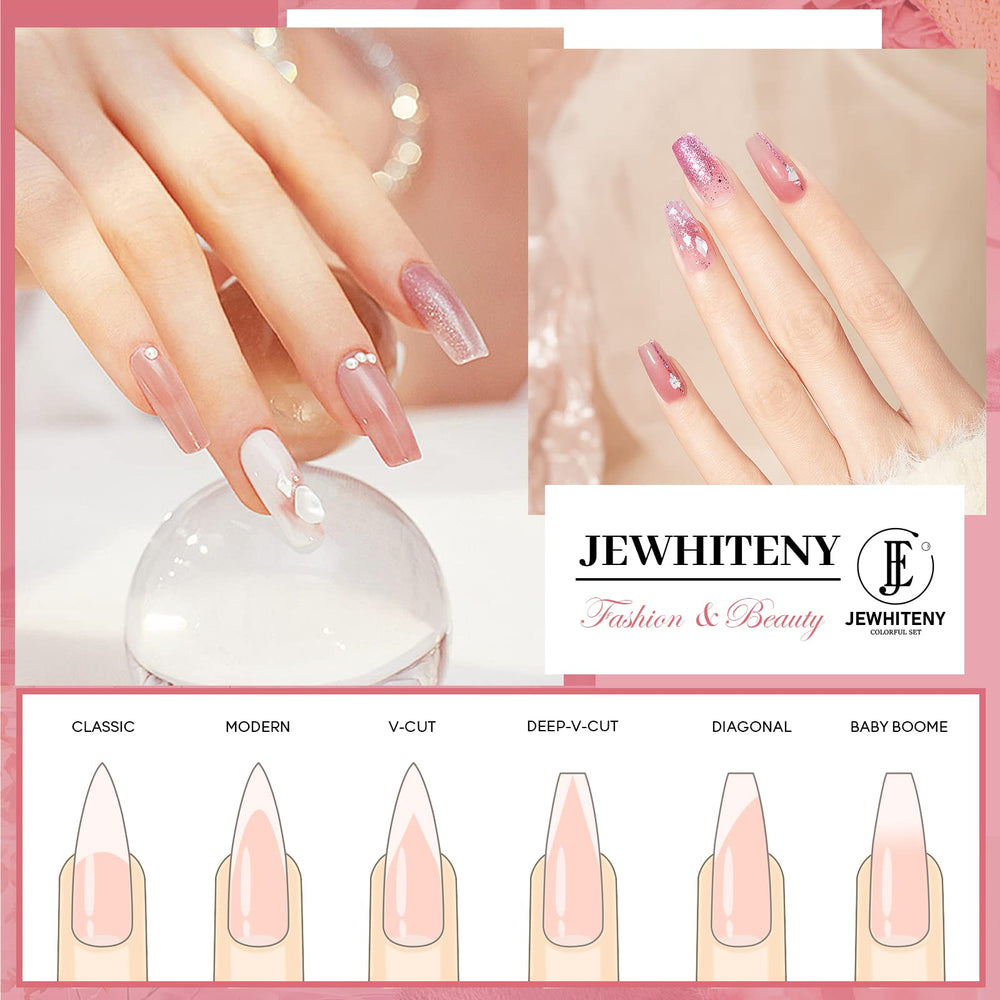 JEWHITENY poly gel application close-up demonstrates smooth texture and natural finish.