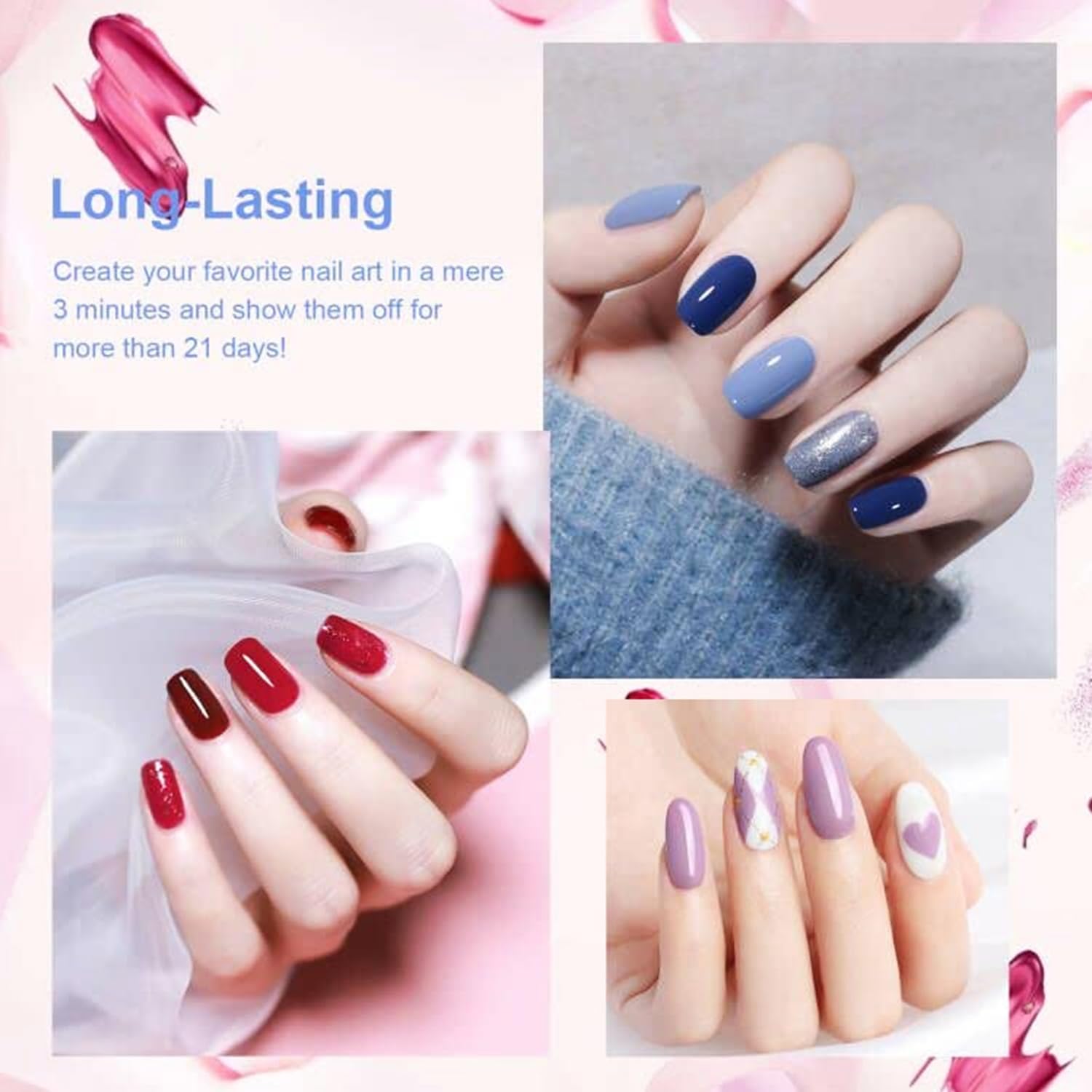 JEWHITENY smooth brush aids precise nail application.