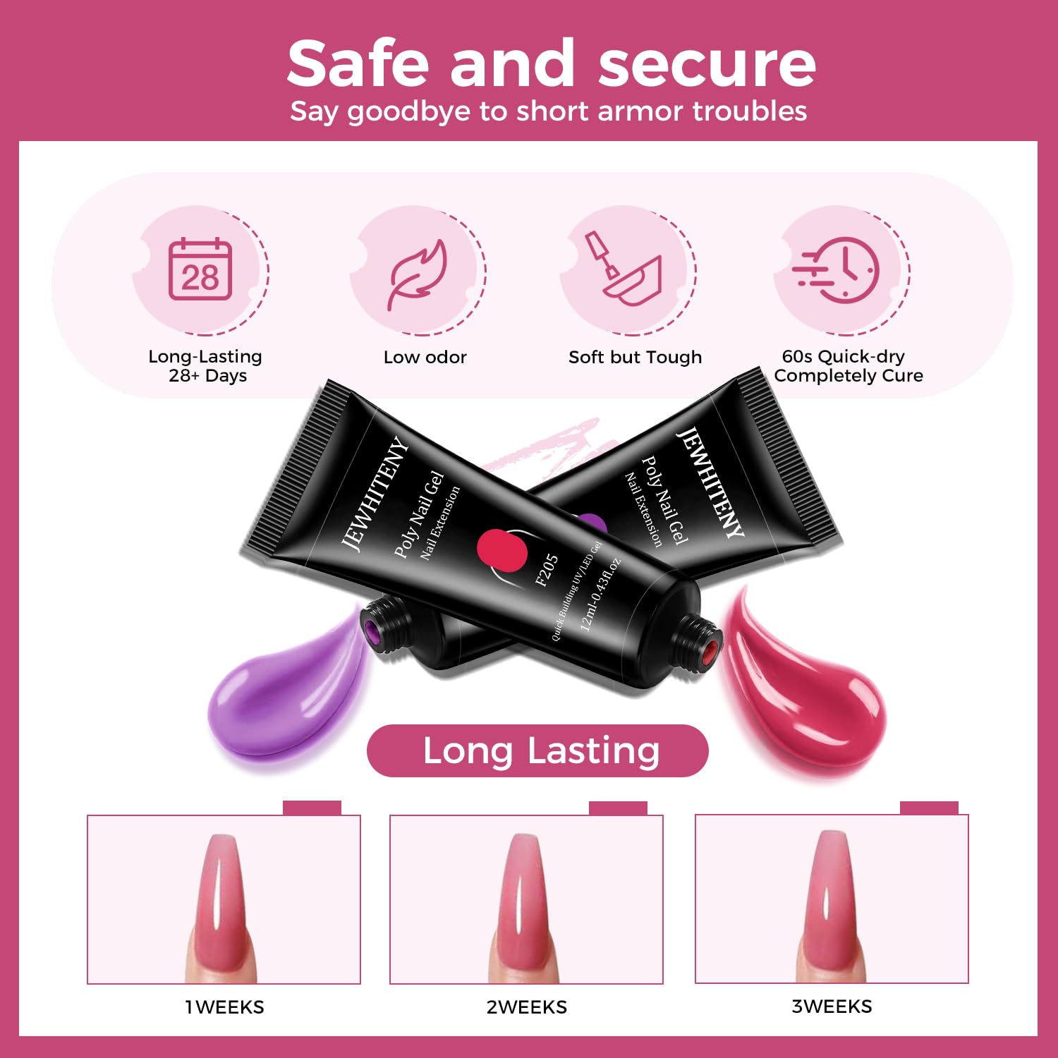 JEWHITENY top coat 5ml delivers glossy, durable finish.