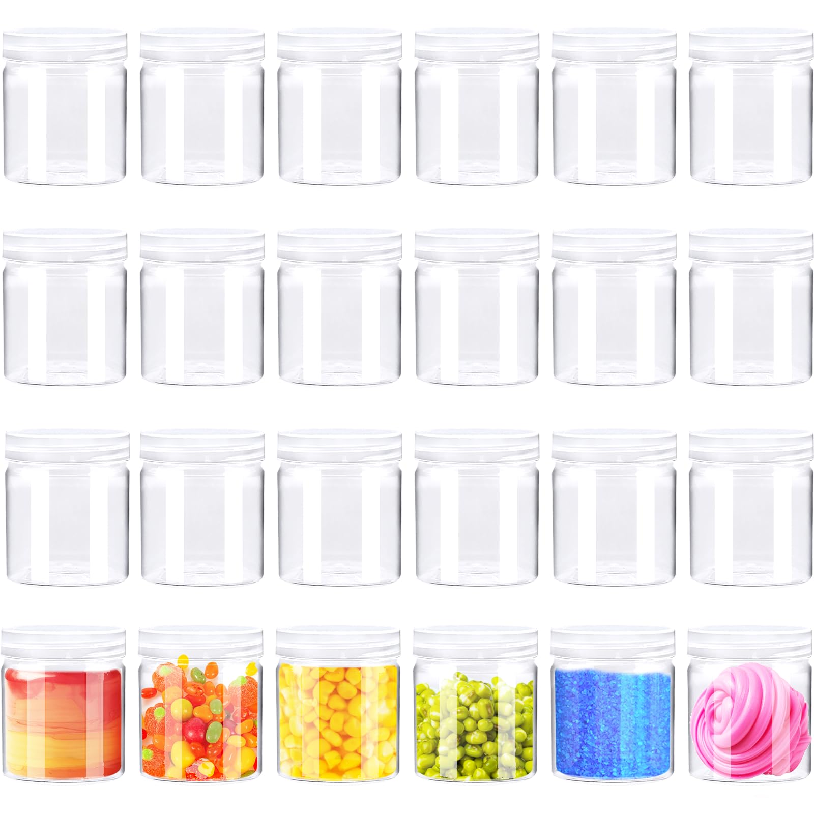 Jgalnim 4oz clear slime container with lid for easy travel storage.