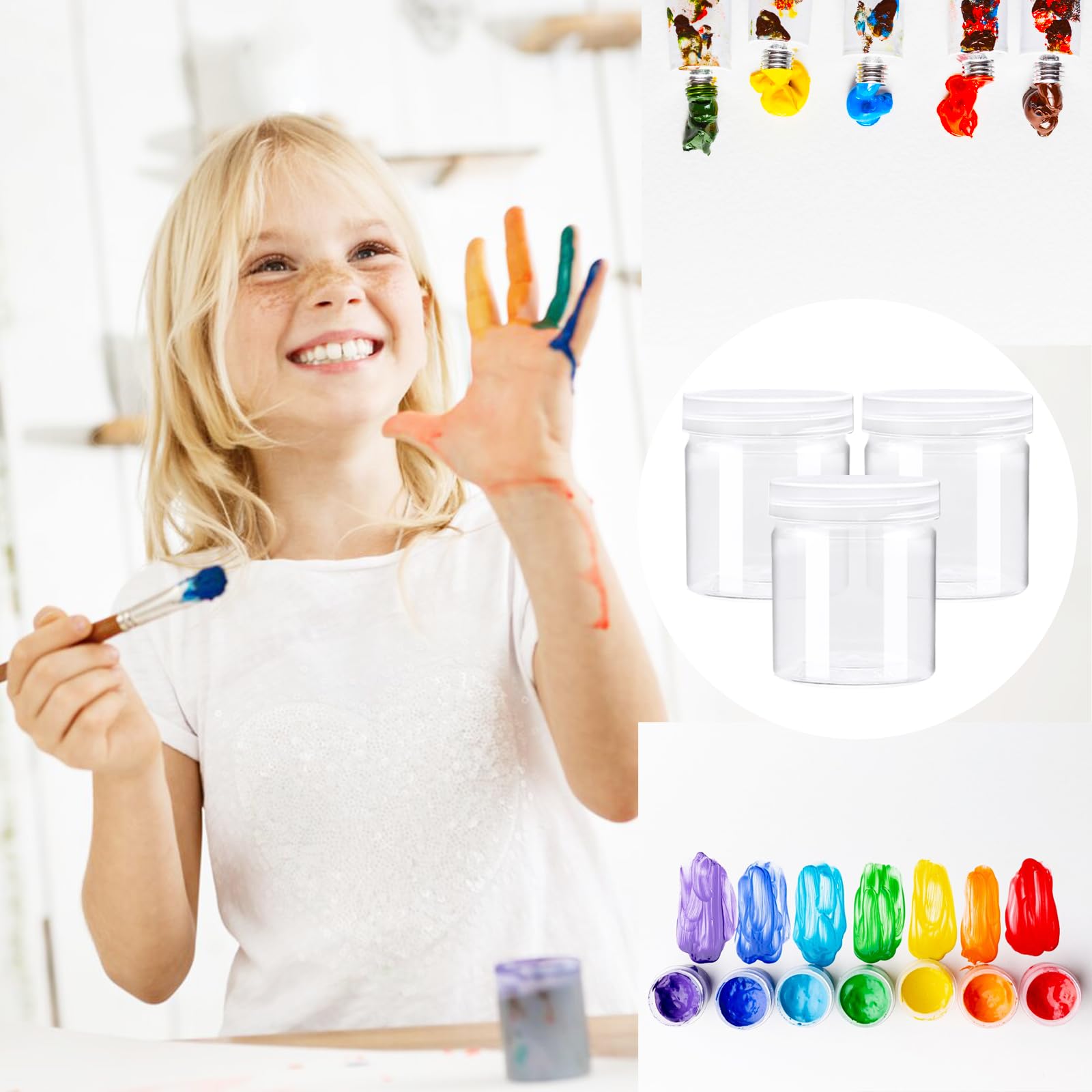 Jgalnim easy-fill slime container with secure lid for quick access.
