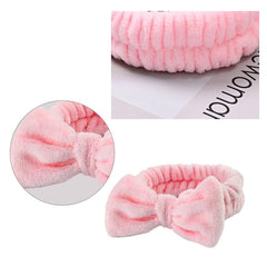 JHJEWH makeup headband bow pink shows stylish boost during facial routines
