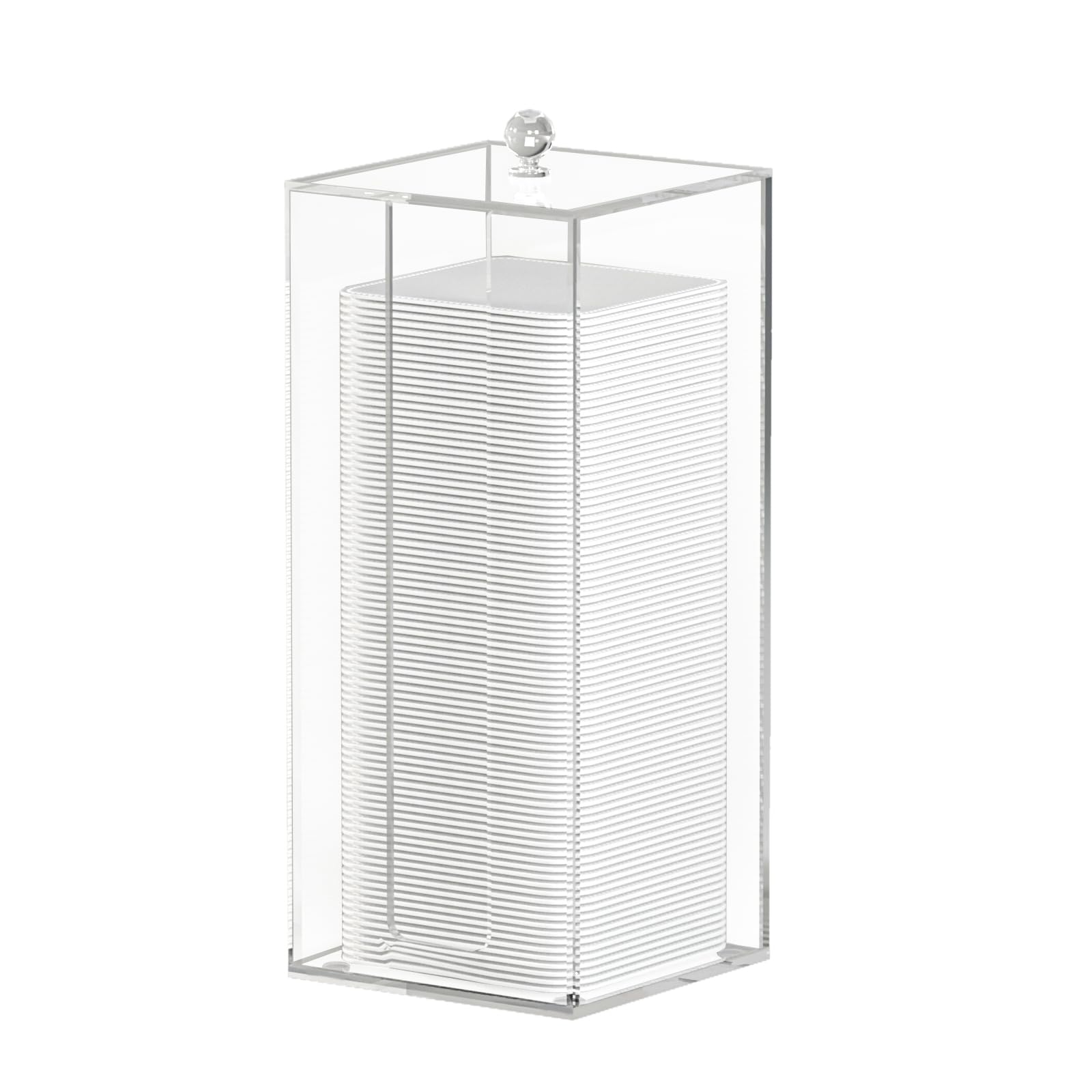JHJFRAWY acrylic clean pad storage box with vertical lid—easy access on vanity