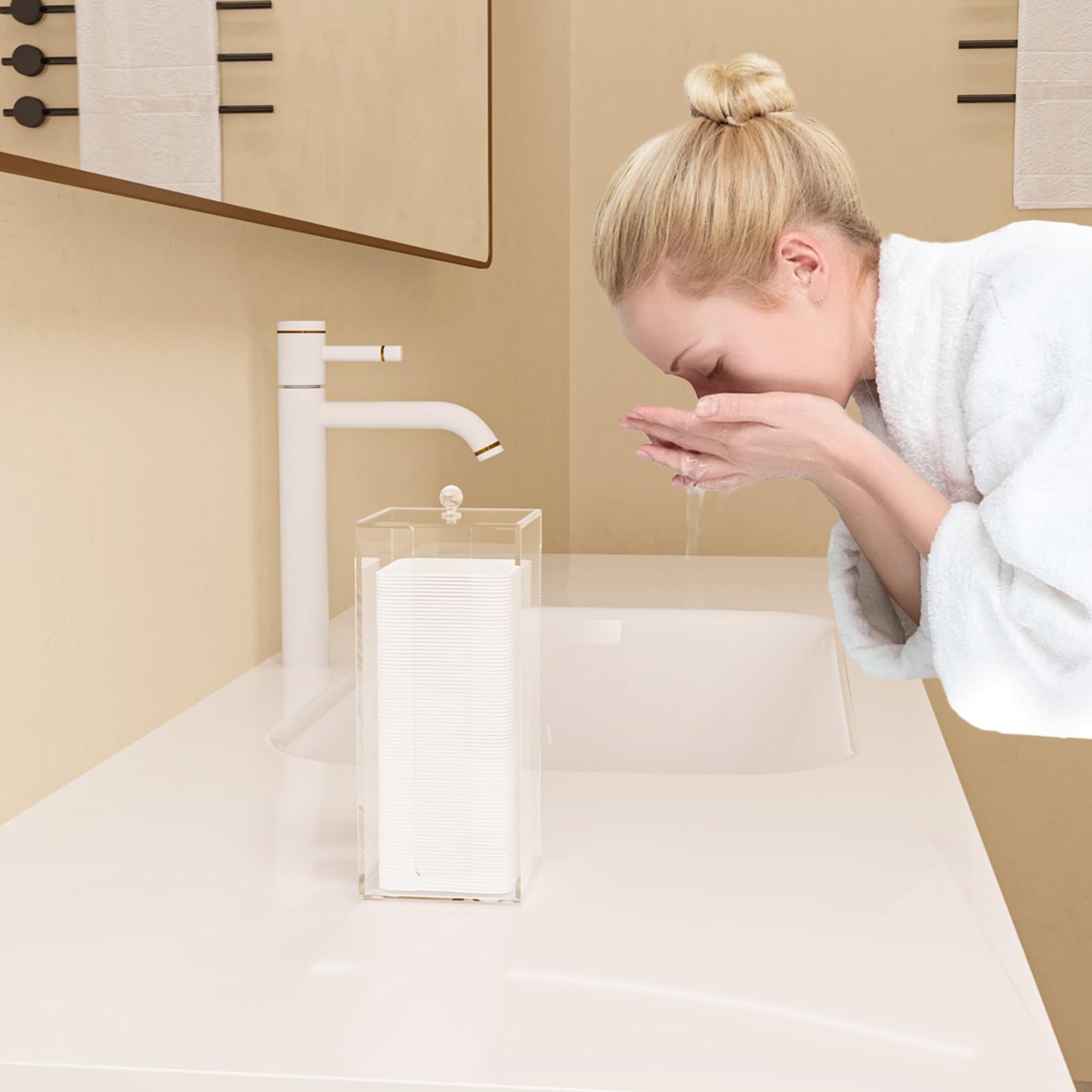 JHJFRAWY vanity-ready organizer keeps pads neatly arranged in small bathrooms or desks