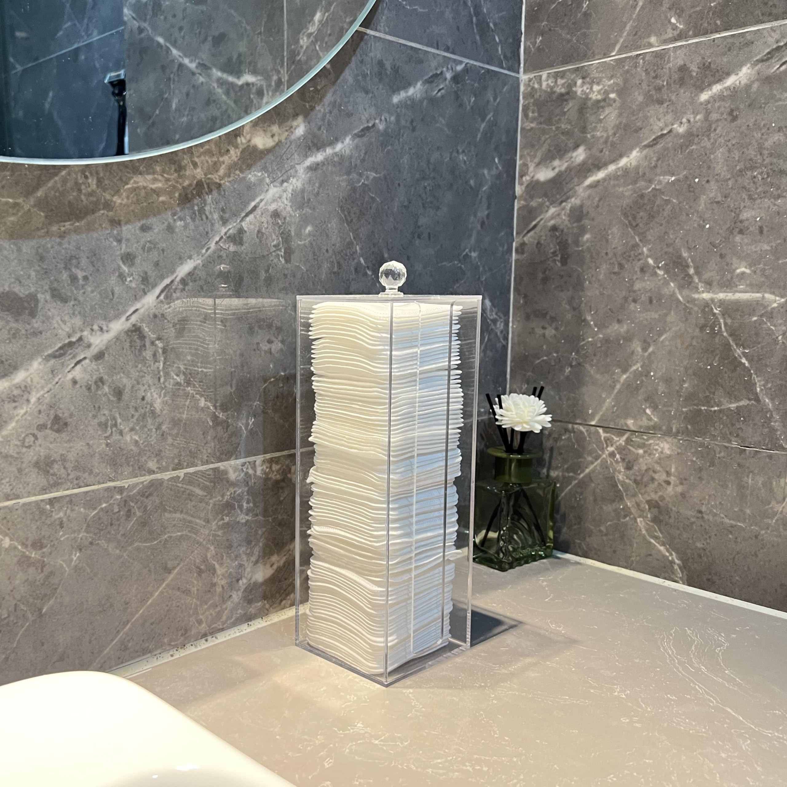 JHJFRAWY clear cotton pad dispenser highlights sleek vanity organization for Clean Pads