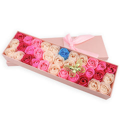 JIALEEY 33-piece floral soap roses in a pink gift box, decorative centerpiece.