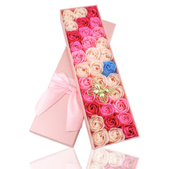 JIALEEY gift box front view with rose soap gift presentation.