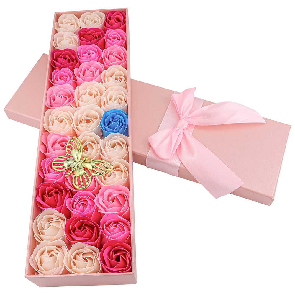 JIALEEY rose soap petals in hand showing compact, travel-friendly design.
