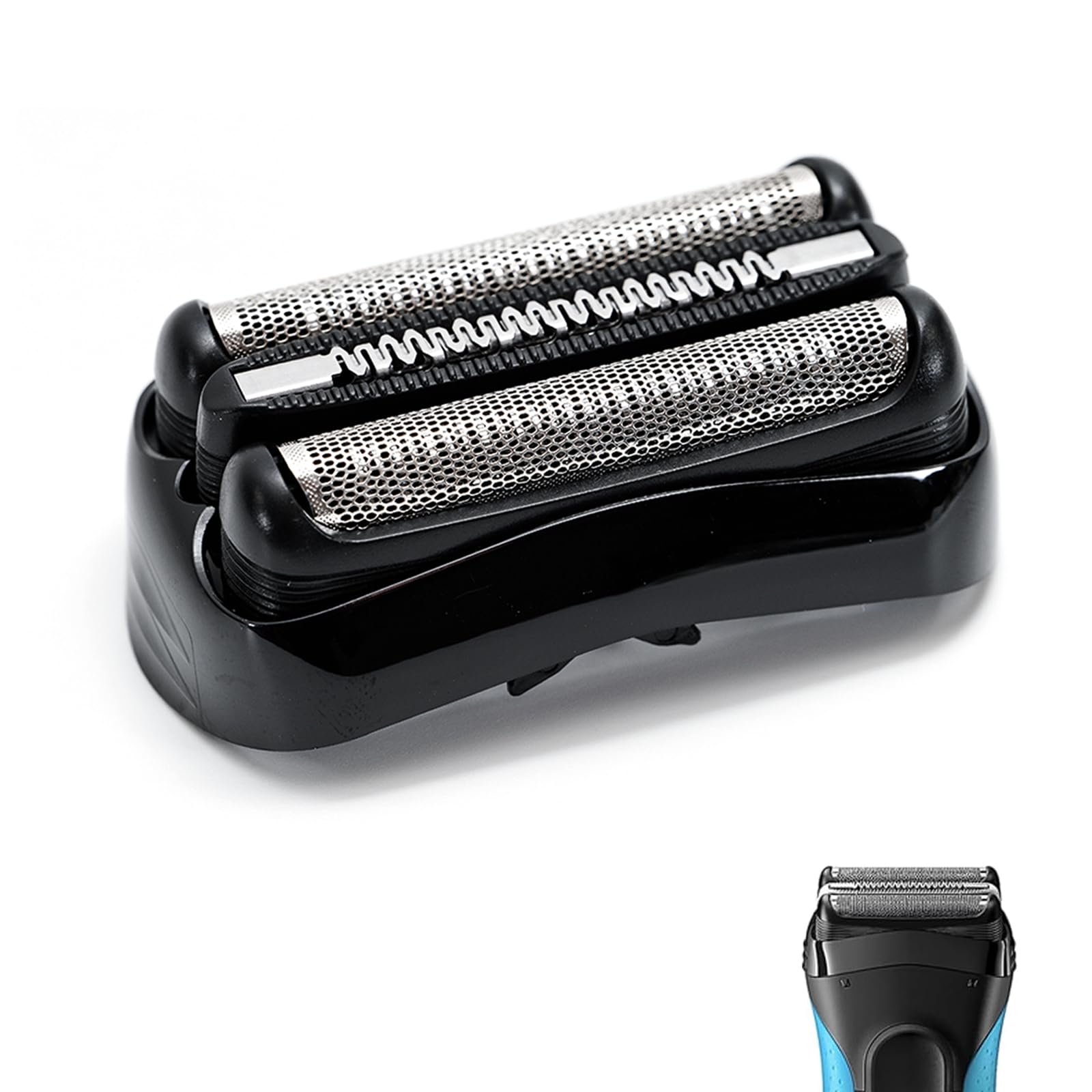 JIANCENGYU 21B replacement head close-up, stainless steel mesh for a smoother shave