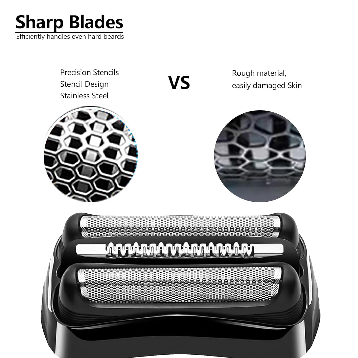 JIANCENGYU 21B replacement head detail highlights skin-friendly stainless mesh design