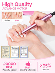 JIASHENG 20,000 RPM motor delivers fast gel nail removal with smooth operation.
