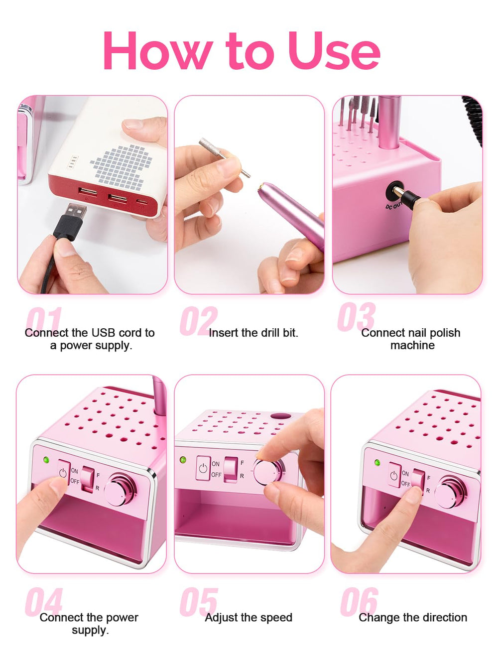 JIASHENG nail drill kit offers professional-grade tools in a compact package.