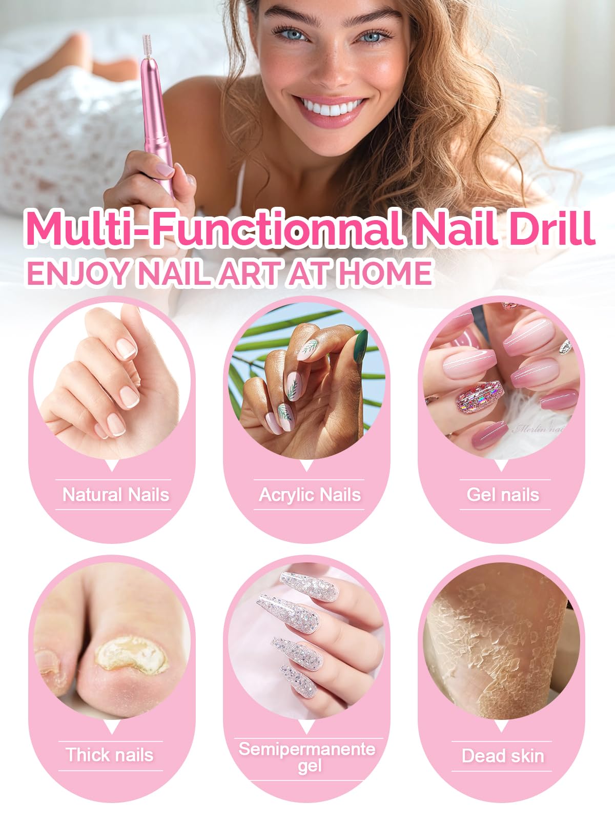 JIASHENG portable USB nail drill works with power banks for travel-friendly sessions.