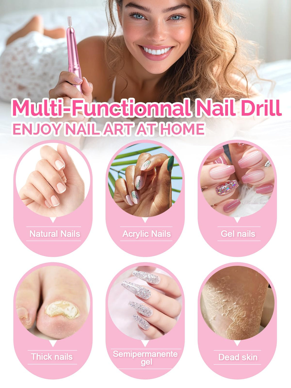 JIASHENG portable USB nail drill works with power banks for travel-friendly sessions.