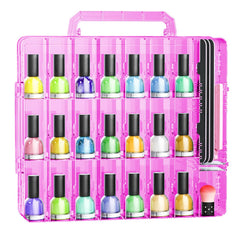 JIASHENG nail polish organizer front view in pink with ample 48-bottle storage
