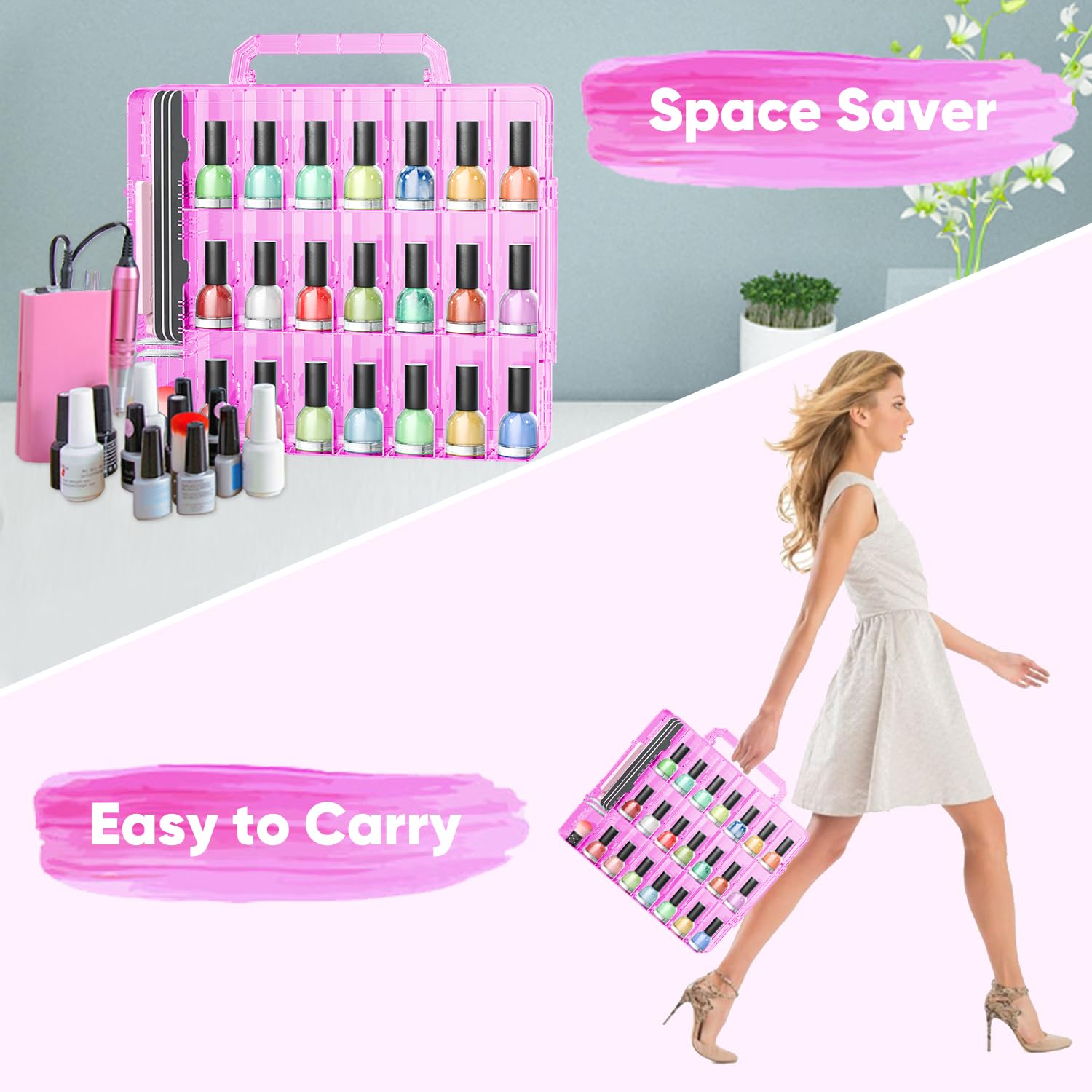 JIASHENG pink organizer includes toe separators for pedicure-ready setup