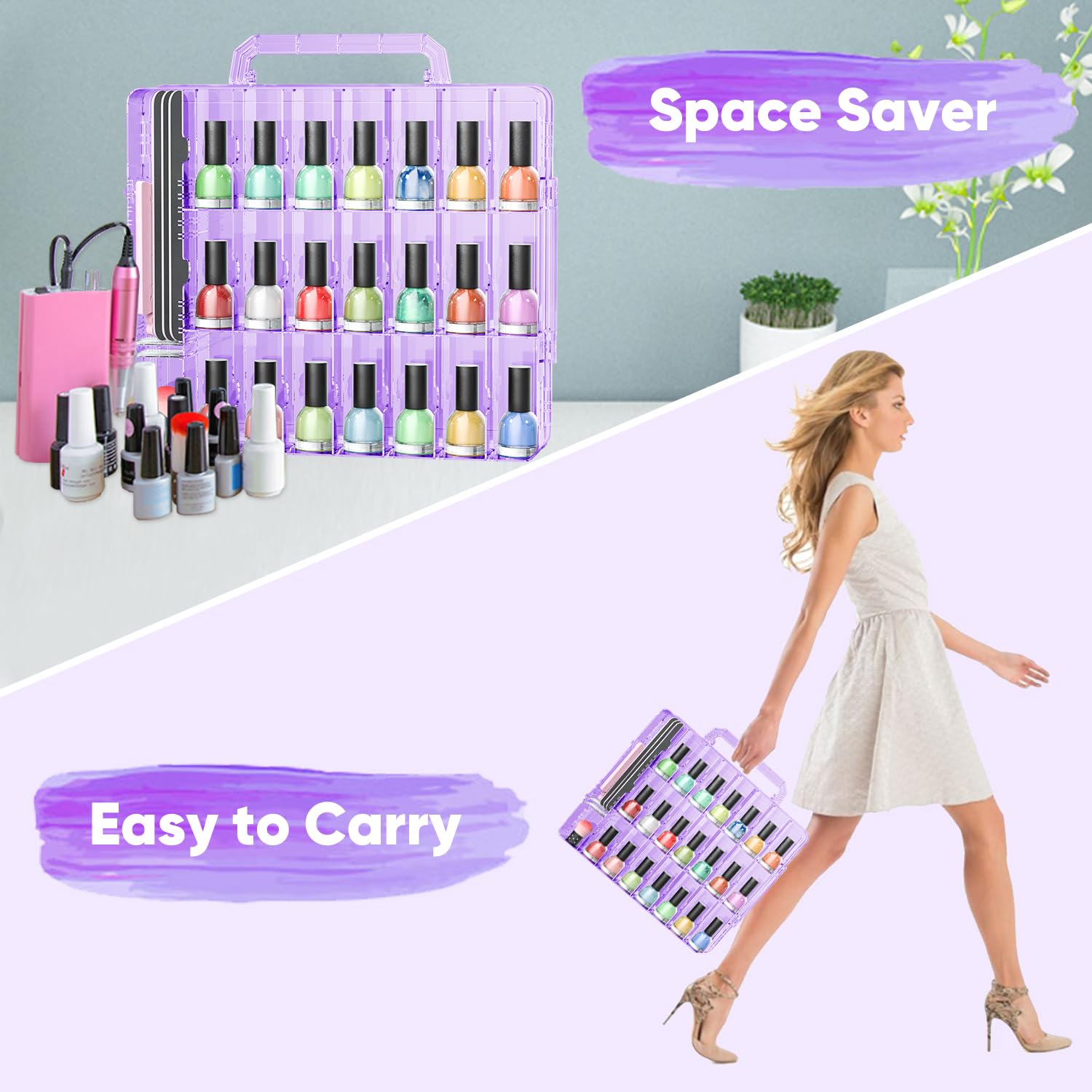 JIASHENG nail polish organizer multi-purpose storage for jewelry and cosmetics.