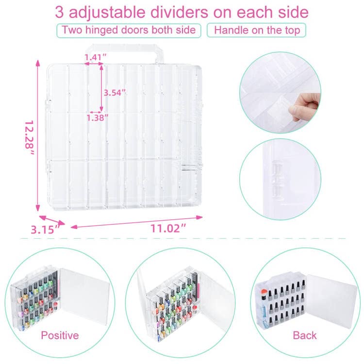 JIASHENG Two Nail Polish Organizer close-up latch emphasizes secure closure and travel-ready storage