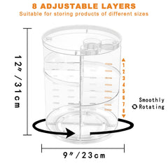 Jiavarry rotating makeup organizer adjustable-heights showcase customizable storage for varied cosmetics.