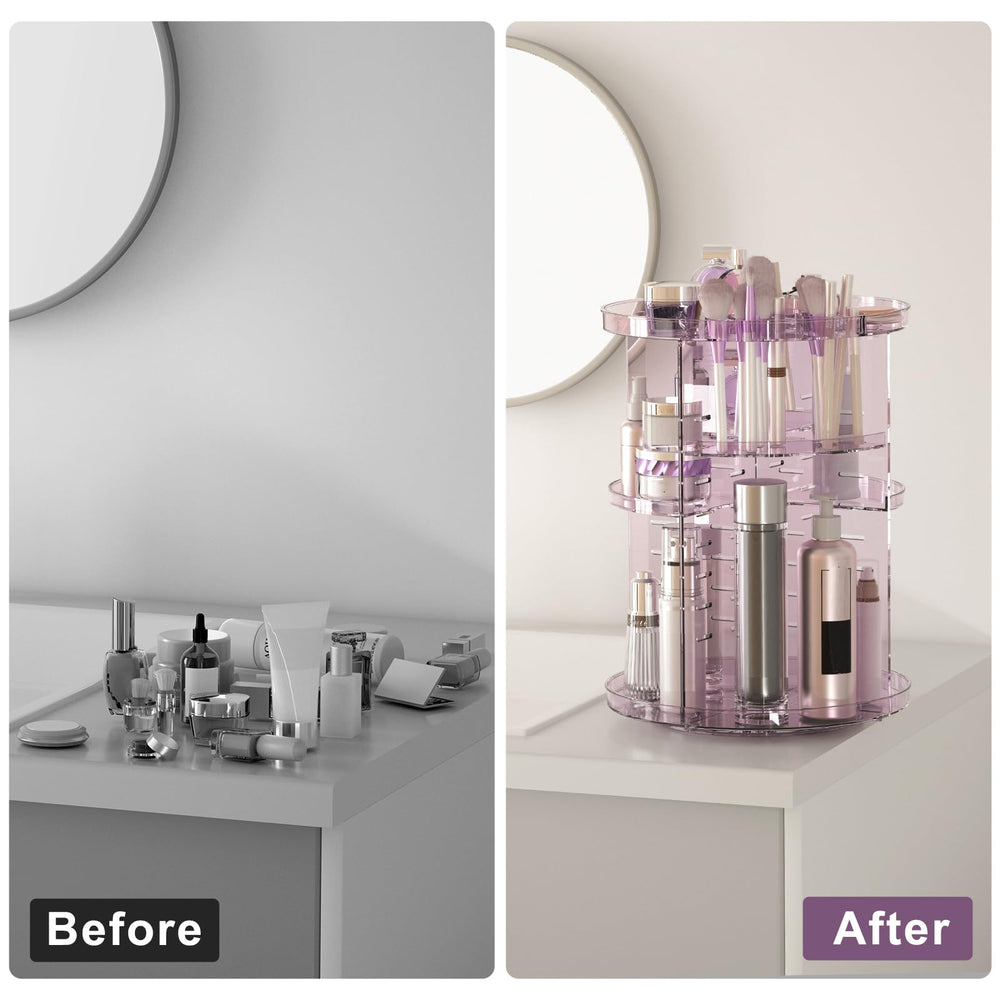 Jiavarry rotating makeup organizer brush rack keeps brushes upright and ready