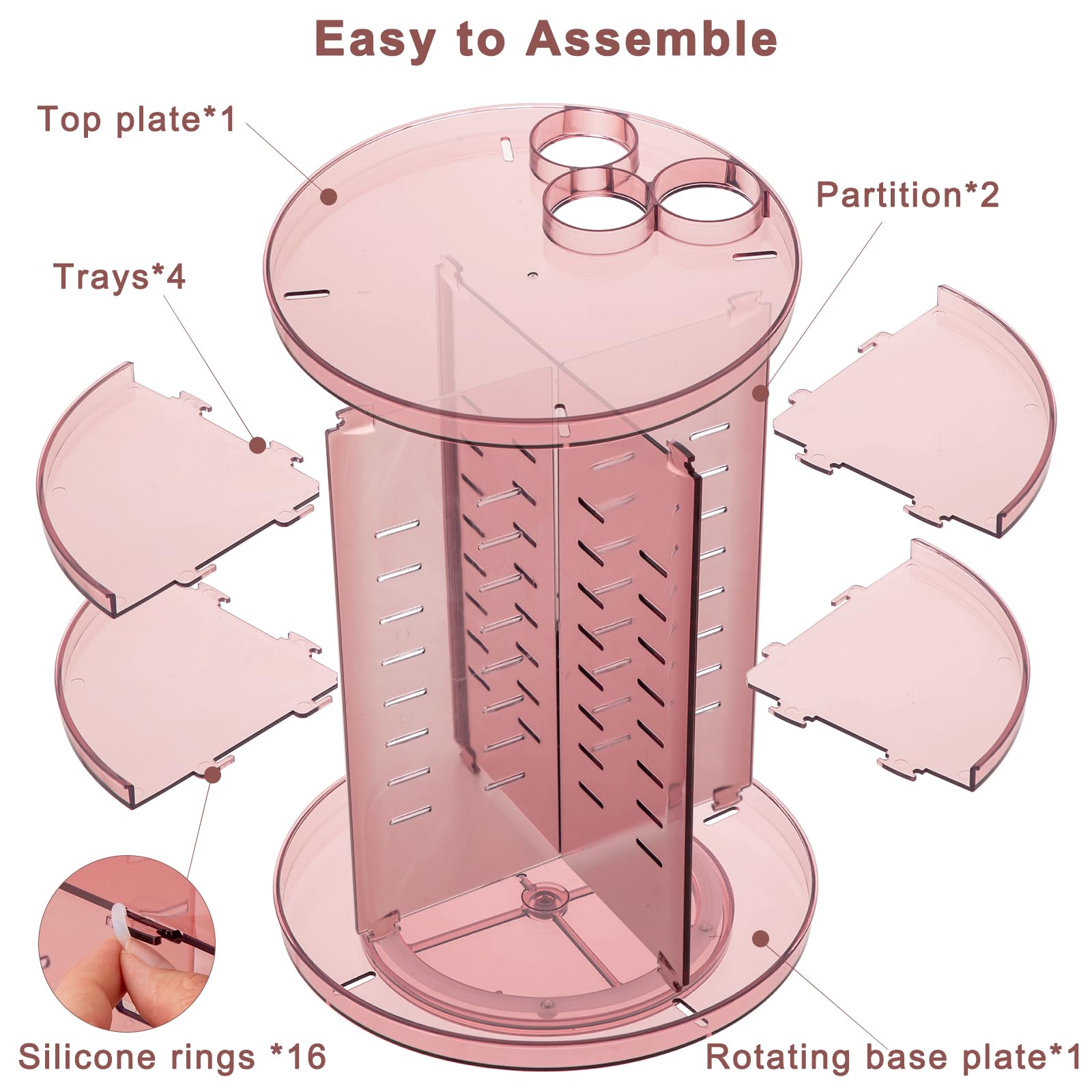 Jiavarry rotating makeup organizer easy assembly and cleaning in seconds