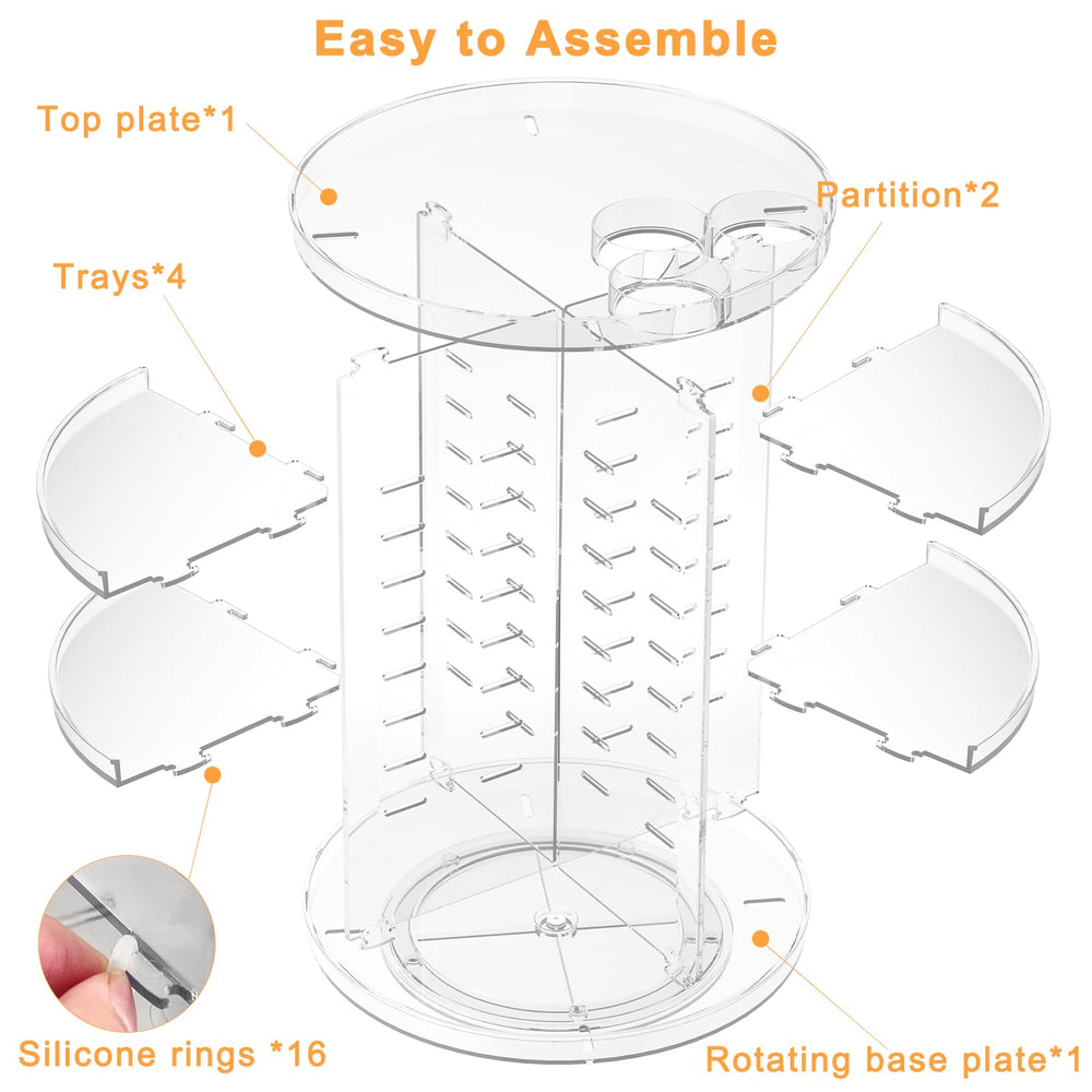 Jiavarry rotating makeup organizer multi-function-use fits vanity, bathroom, or kitchen storage needs.