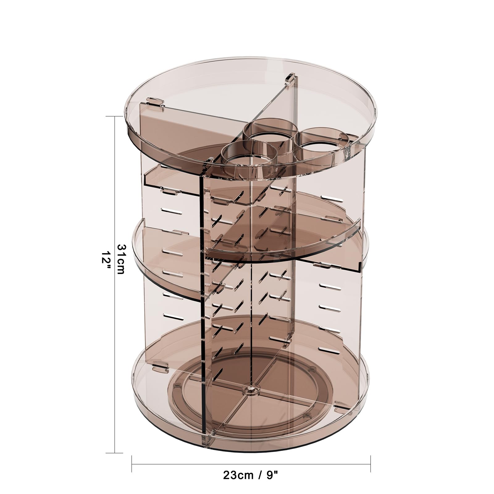 Jiavarry nine-compartment organizer provides ample storage for cosmetics and skincare.