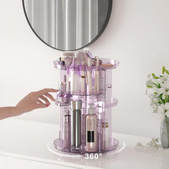 Jiavarry rotating makeup organizer nine compartments organize brushes, lipstick, and skincare